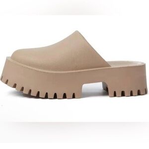 Jeffrey Campbell Tan Chunky Platform Mules